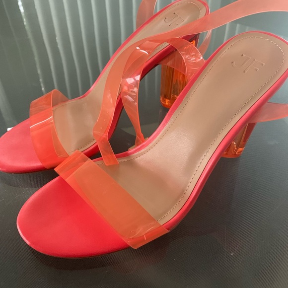 Just Fab Pink and Orange Heals size 9.5 wide - Picture 2 of 6